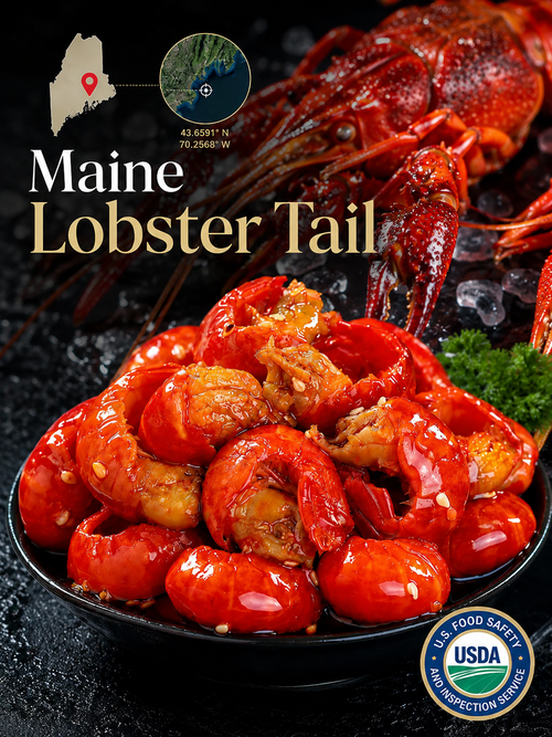 Fresh lobster tail meat with shell