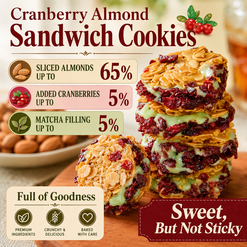 Cranberry & Matcha Crispy Sandwich Cookies