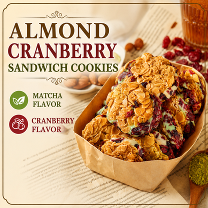 Cranberry & Matcha Crispy Sandwich Cookies