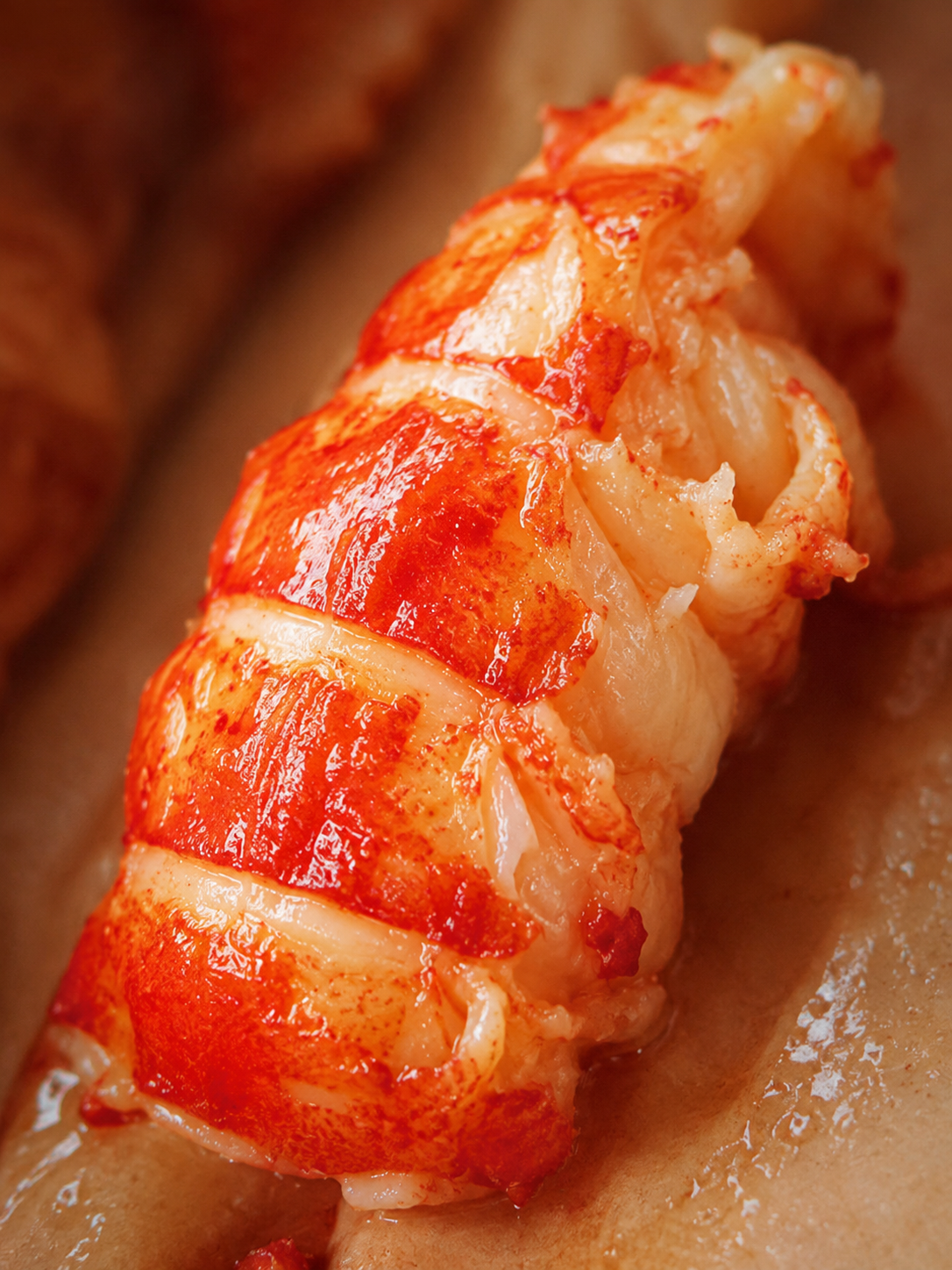 Fresh lobster tail meat with shell