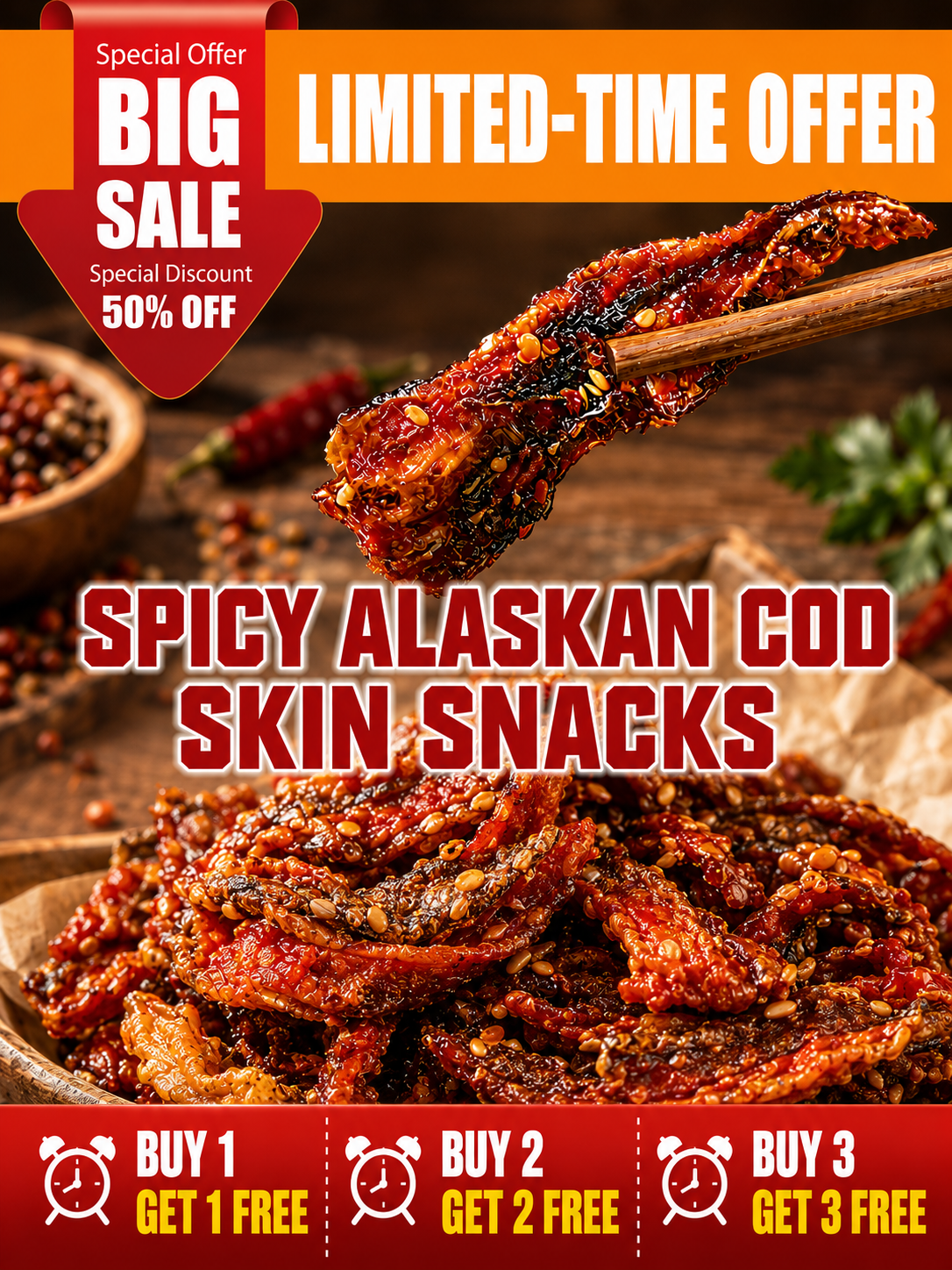 🌶️Premium Crispy Spicy Cod Skin Snack | Crunchy Seafood Chips-Jani