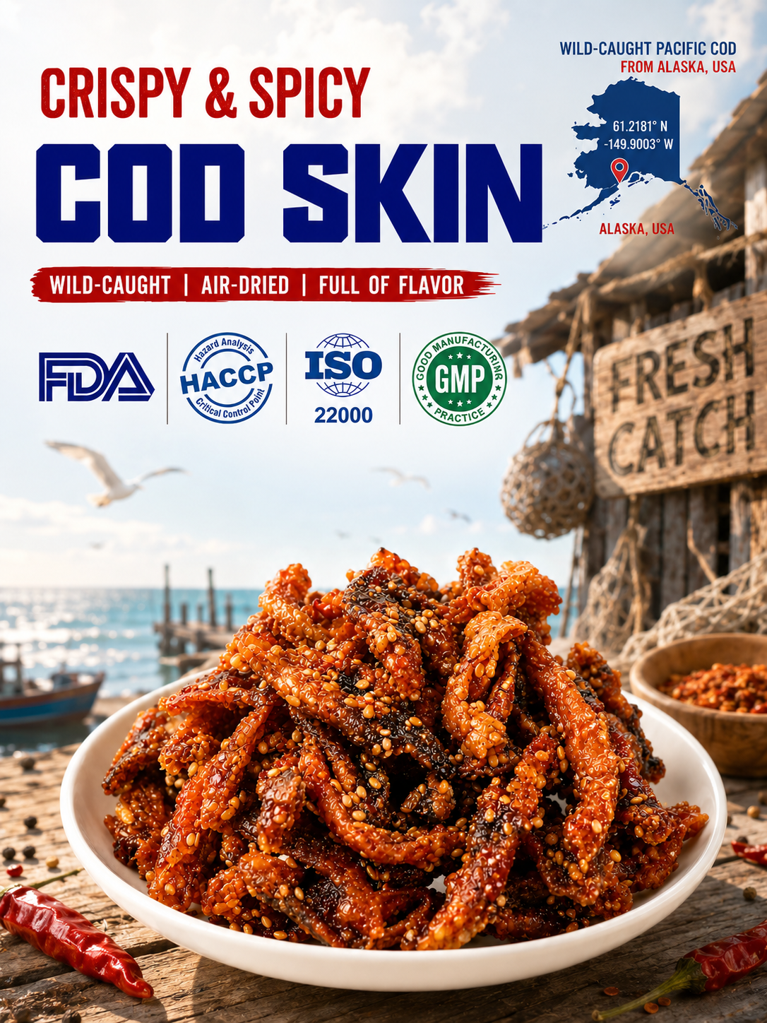 🌶️Premium Crispy Spicy Cod Skin Snack | Crunchy Seafood Chips-Jani