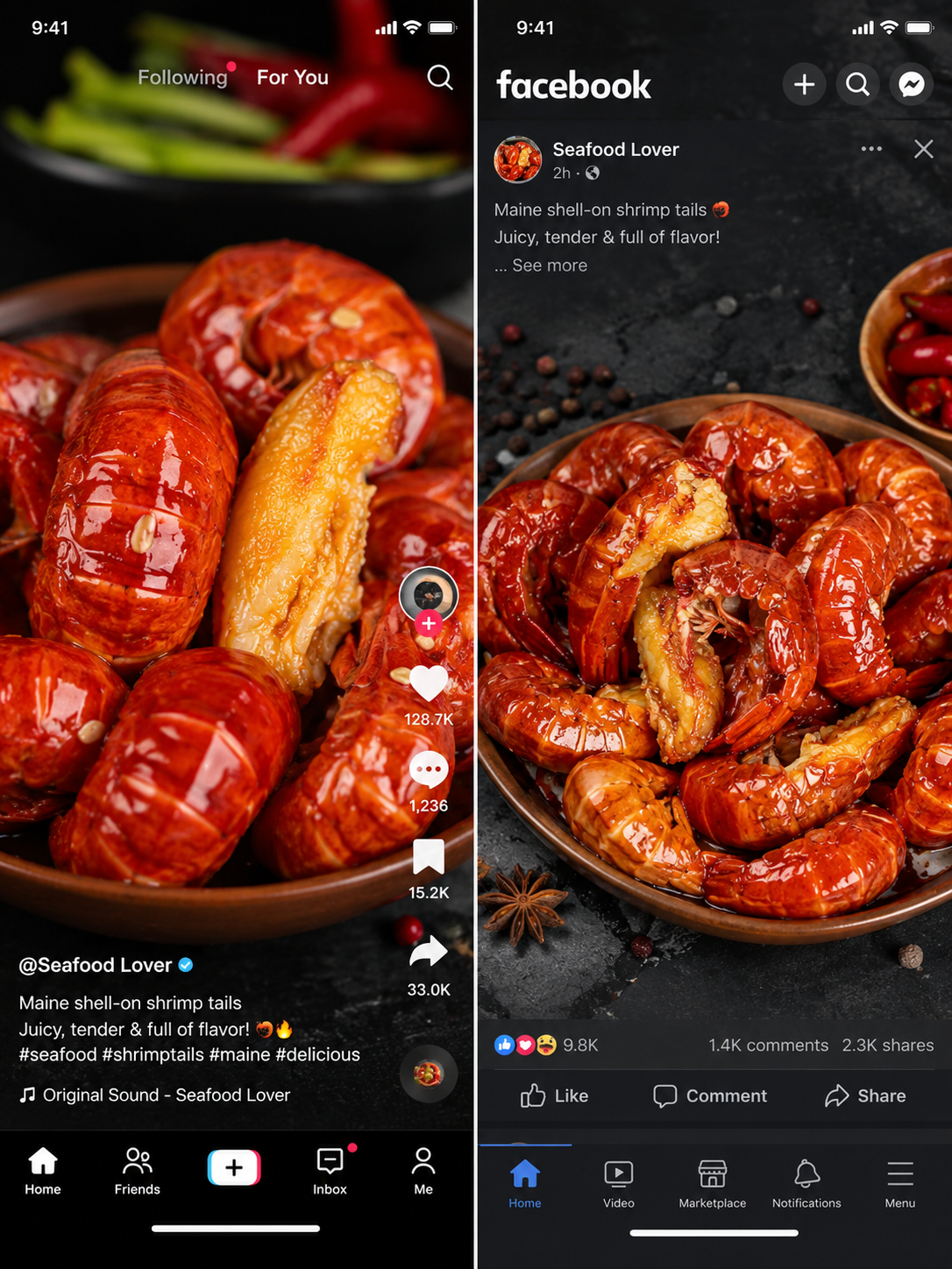 Fresh lobster tail meat with shell